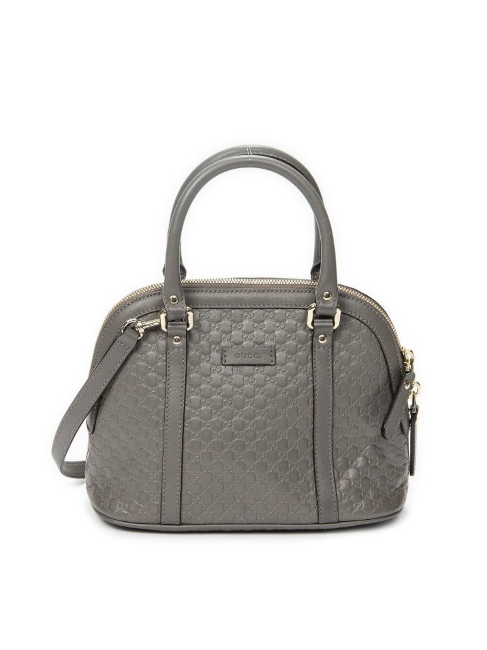 Gucci Mini Dome Tote Bag Gray Micro Guccissima Leather